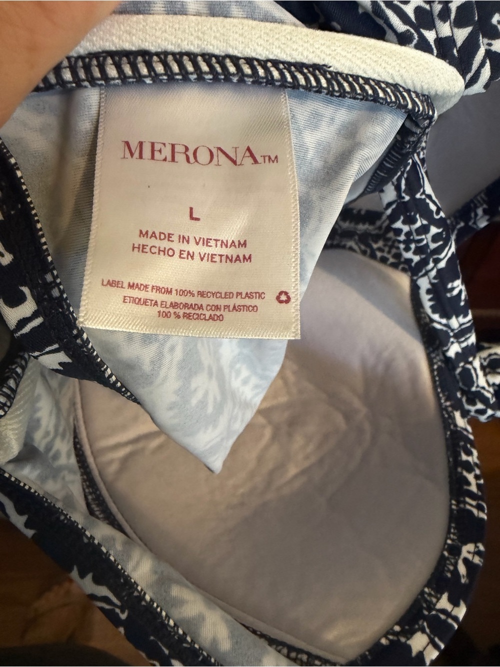 Merona Navy and White Printed Women’s Tankini Swim Top - Picture 5 of 5